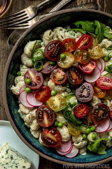 Roasted Garlic Blue Cheese Pasta Salad - Pups with Chopsticks