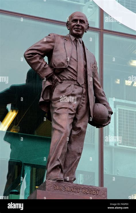 A statue of Sir Matt Busby outside Old Trafford in England celebrating ...