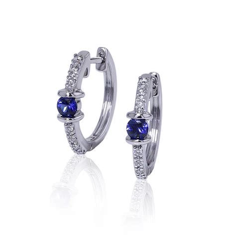 Diamond Sapphire Hoop Earrings | Jewelry Designs