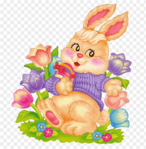 Easter Bunny With Flowers Png Images Background - Image ID Is 50517 | TOPpng