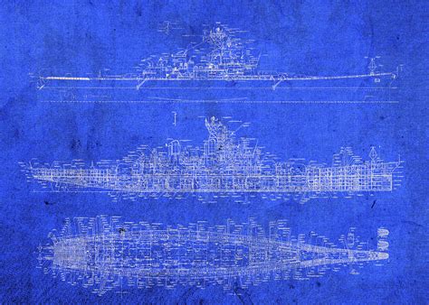 USS Missouri Battleship Vintage Blueprints Plans Mixed Media by Design Turnpike - Pixels