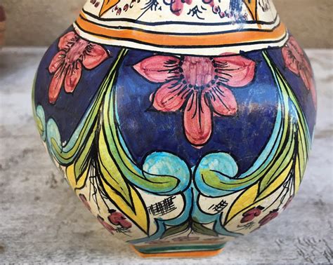 Vintage Italian Pottery Vase Ceramics Ericina, Hand Painted Majolica ...