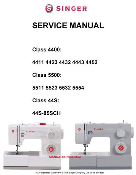 Singer 4411-4452-5511-5554 Sewing Machine Service Manual