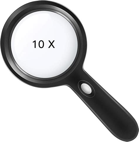 Lighted Magnifying Glass-10X Handheld Reading Magnifier Glass with 12 LED Lights for Seniors ...