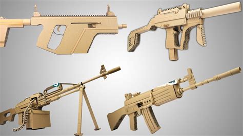 How to make cardboard Guns Compilation : Uzi, MP5, PKP, Insas, Vector ...