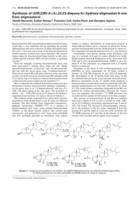 (PDF) Synthesis of (22R,23R)-2 alpha,3 alpha,22,23-diepoxy-5 alpha ...