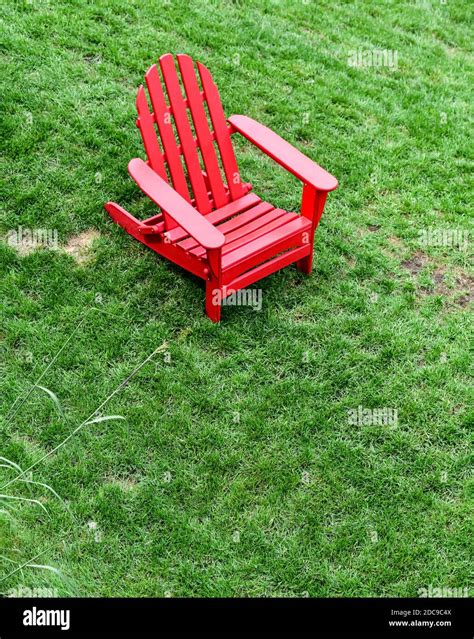 colorful and empty summer lawn furniture chair on the green grass Stock ...