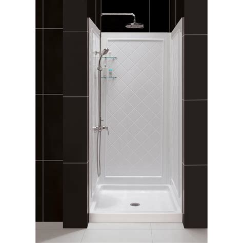 DreamLine SlimLine 36 in. x 36 in. Single Threshold Shower Base in White Center Drain Base with ...