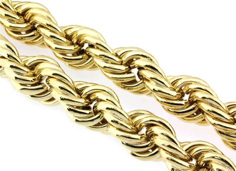 24k Gold Plated 14mm-25mm 36 Inch Rope Chain |BlingKingStar |Free Shipping