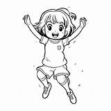 Premium Vector  Coloring Page Outline Of A Cartoon Girl jumping sketch template