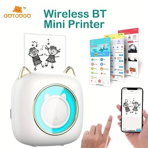 Mini Printer Wireless Mini Photo Printer Label Printer, Portable BT ...