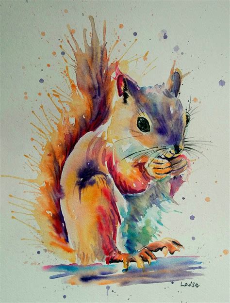 Watercolour Squirrel | Écureuil dessin, Animaux d'aquarelle, Peintures animalières