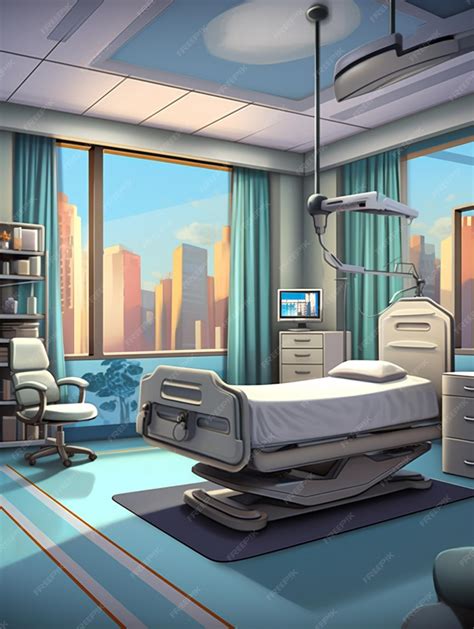 Premium AI Image | Cartoon hospital room with a bed generative ai