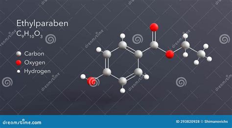 Ethylparaben Molecule 3d Rendering, Flat Molecular Structure With ...