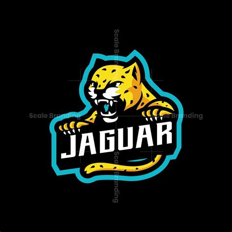 the jaguar logo on a black background with blue and yellow colors, it is an emblem for