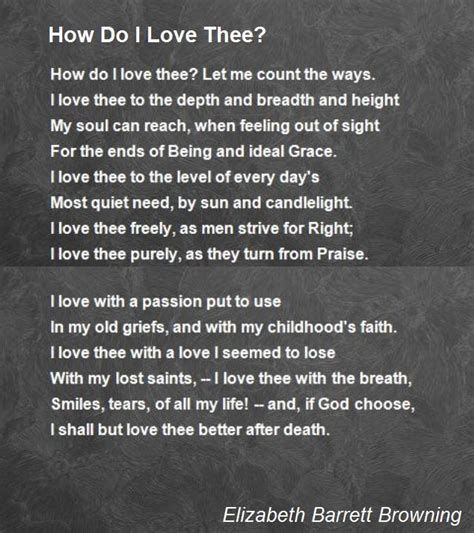 How Do I Love Thee? - How Do I Love Thee? Poem by Elizabeth Barrett Browning | Short friendship ...