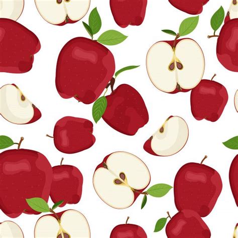 Premium Vector | Apple seamless pattern and slice dropping. red apples fruit | Fruit wallpaper ...