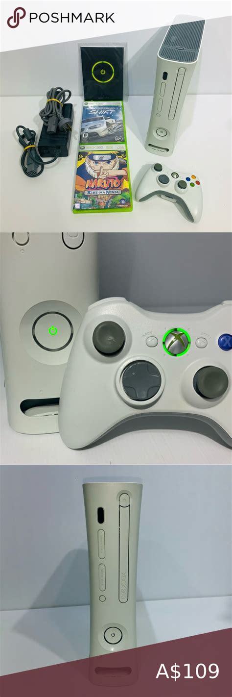 Microsoft Xbox 360 Console White + 1 Controller 2 Games + Cord Xbox 360 ...