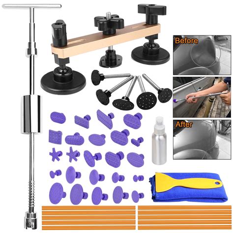 Paintless Dent Repair Tools Kits - Dent Lifter with 24pcs Dent Removal Pulling Tabs Suction Cup ...