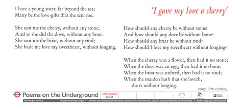 I gave my love a cherry – Poems on the Underground