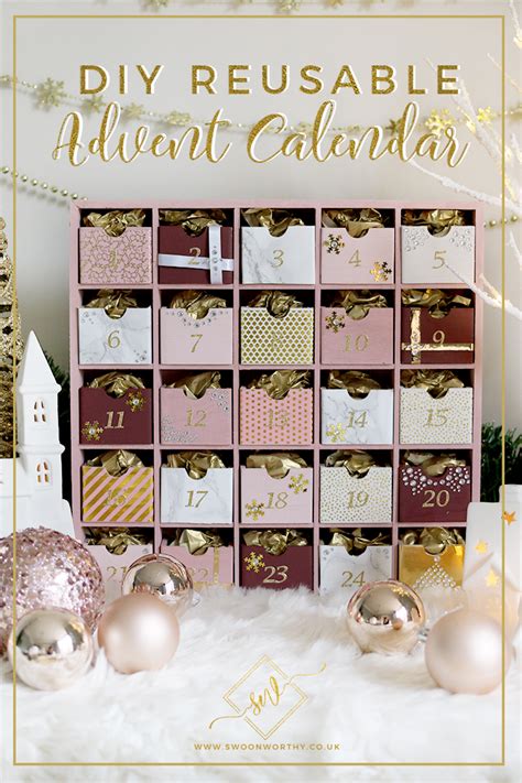 Glam Pink & Gold Reusable DIY Advent Calendar - Swoon Worthy