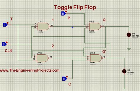 T Flip Flop Circuit Diagram in Proteus ISIS - The Engineering Projects