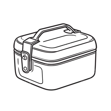 Black And White Drawing Of A Lunchbox Outline Sketch Vector, Wing ...