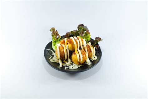 Fried Squid Ball with Cream Sauce on White Background Stock Photo - Image of food, eating: 81755432