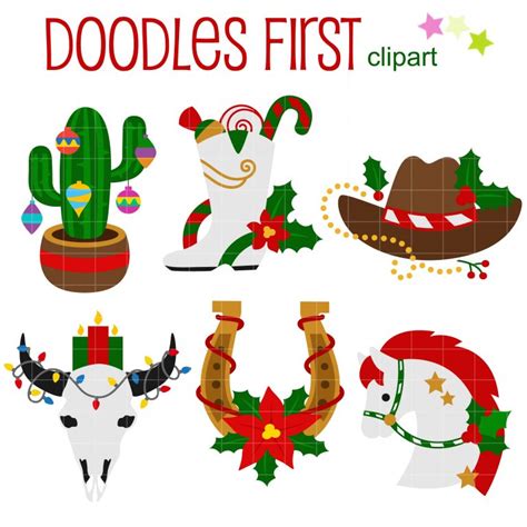 Cowboy Christmas Clip Art Set – Daily Art Hub // Graphics, Alphabets & SVG