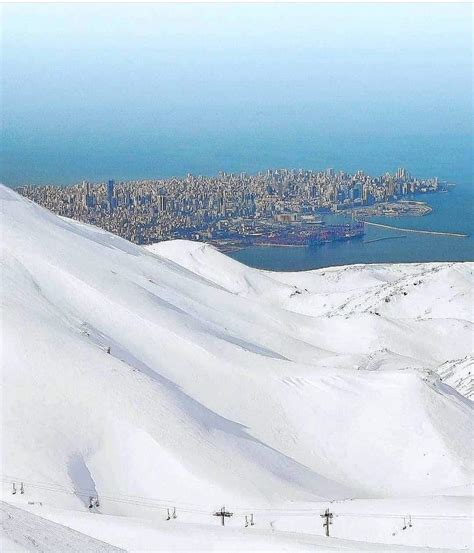 In Lebanon where you can see the Mediterranean sea from snowy mountains :-) : r/pics