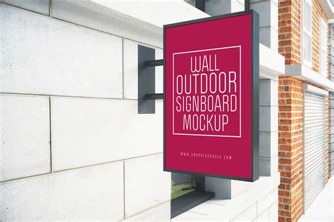 Wall Outdoor Signboard Mock-up - Graphic Google - Tasty Graphic Designs CollectionGraphic Google ...