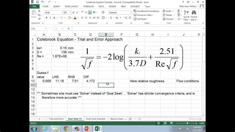 How To Solve Colebrook Equation In Excel - Tessshebaylo