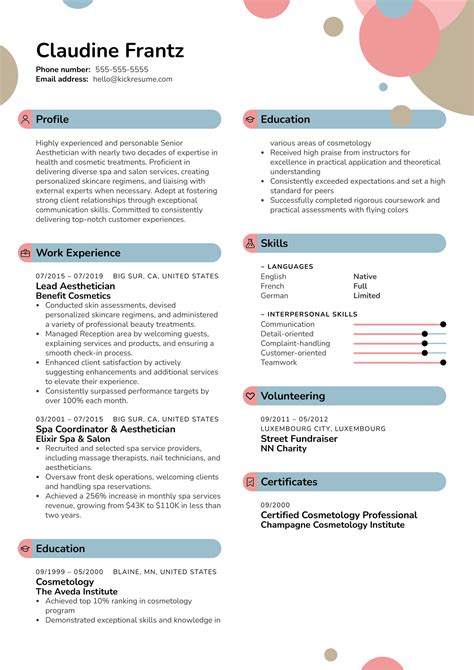 Esthetician Resume Example - kurikulum-13