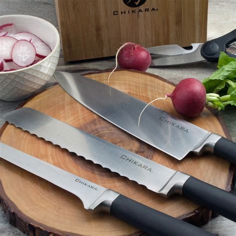 Ginsu Black Knife Set - Includes 8-in Chef, Slicer, Bread, Santoku, Cleaver, Boning, Utility ...