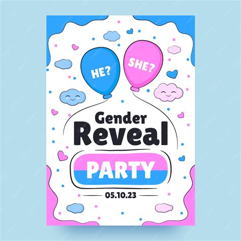 Premium Vector | Vertical poster template for gender reveal party