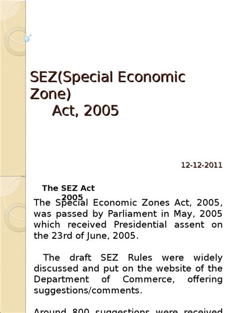 Sez Act 2005 | PDF | Taxes | Government Finances