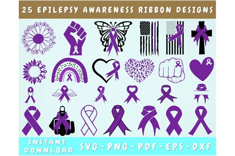 Epilepsy Awareness Ribbon SVG Bundle, 25 Designs, Epilepsy Ribbon SVG By LemonStudioCreations ...