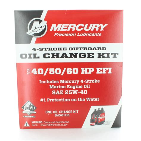 Buy Mercury 25w-40 OEM Oil Change & Filter Kit 40-50-60hp Four Stroke Outboard 8M0081916 Online ...