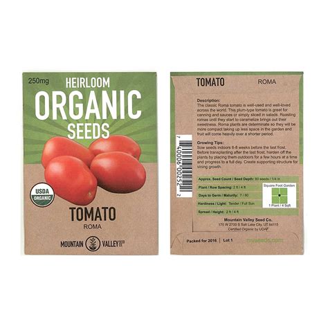 Tomato Garden Seeds - Roma VF - 250 mg Packet - Non-GMO, Heirloom, Organic Vegetable Gardening ...