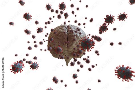 3D rendering Coronavirus effect on mental health. Psychological problems after being ill with ...