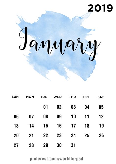 January 2019 Calendar Design | Calendar design, Calendar 2020, Calendar template