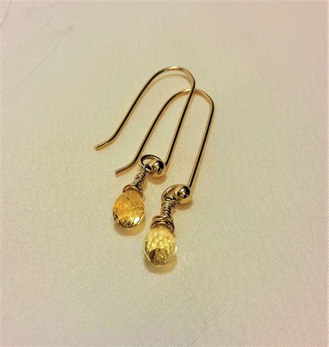 Citrine Earrings November Birthstone Earrings Gold Citrine - Etsy