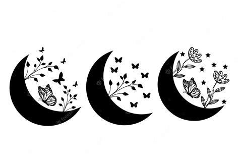 Premium Vector | Moon floral silhouette design