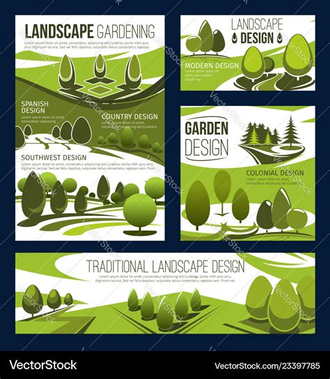 Landscaping service garden park landscape design Vector Image