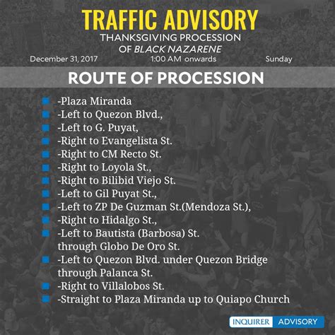 LOOK: Route of Black Nazarene thanksgiving procession | Inquirer News