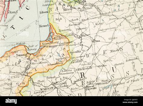 1920s atlas map of Lithuania (Kurland/Courland) and Suwalki Gap / Suwalki corridor (modern land ...