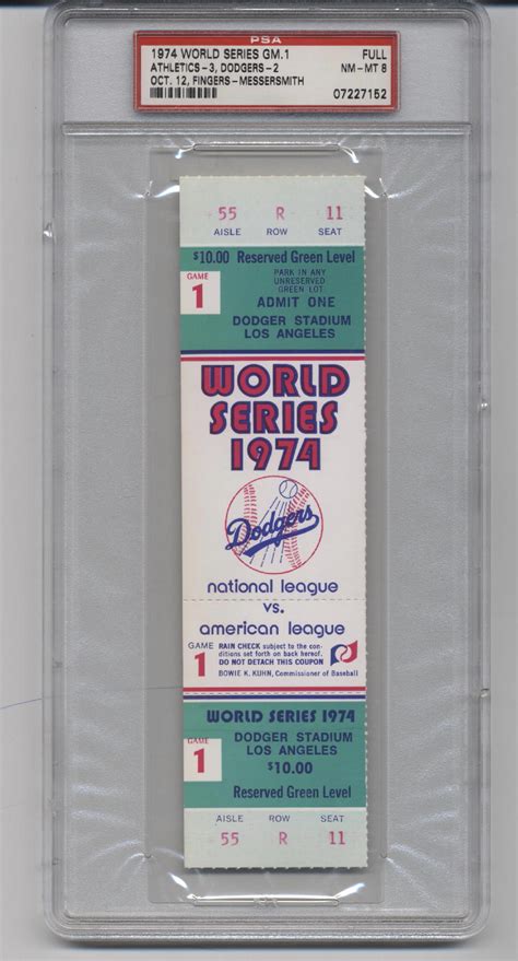 1974 World Series Ticket Game 1 Full PSA 8 - Tickets From The Past