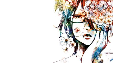 Wallpaper : drawing, colorful, illustration, anime girls, glasses ...