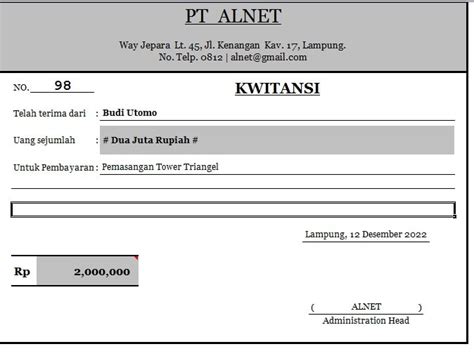 Download Contoh Kwitansi Pembayaran Word, XLS, dan PDF, Gratis