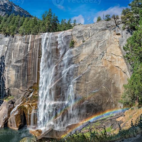 Yosemite falls with double rainbow 17365069 Stock Photo at Vecteezy